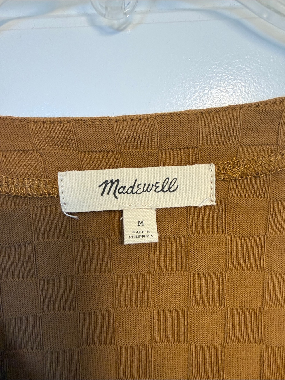 Madewell Checker Knit Button-Front Cardigan - Caramel Brown - Picture 3 of 5